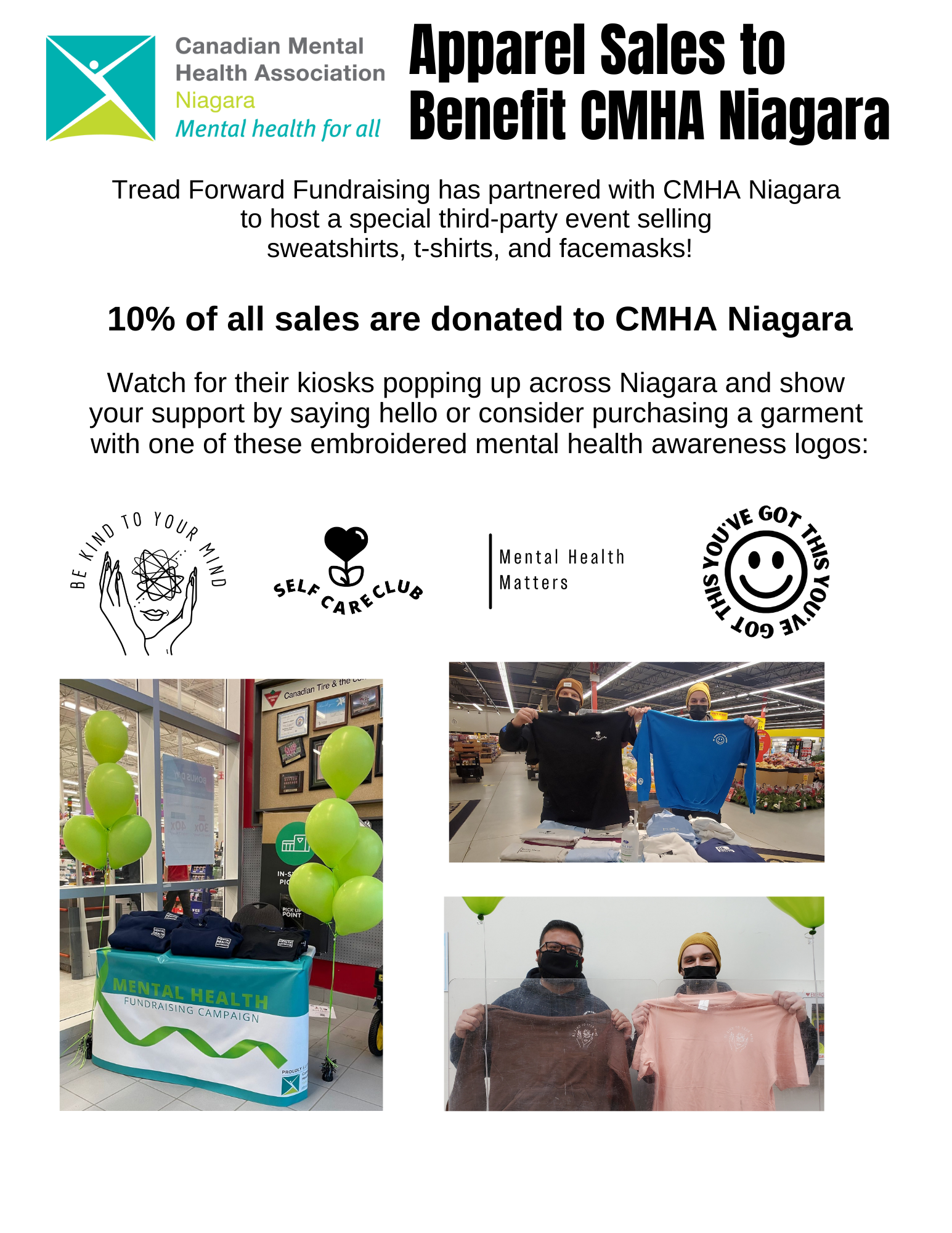 Apparel Sales to benefit CMHA Niagara flyer details
