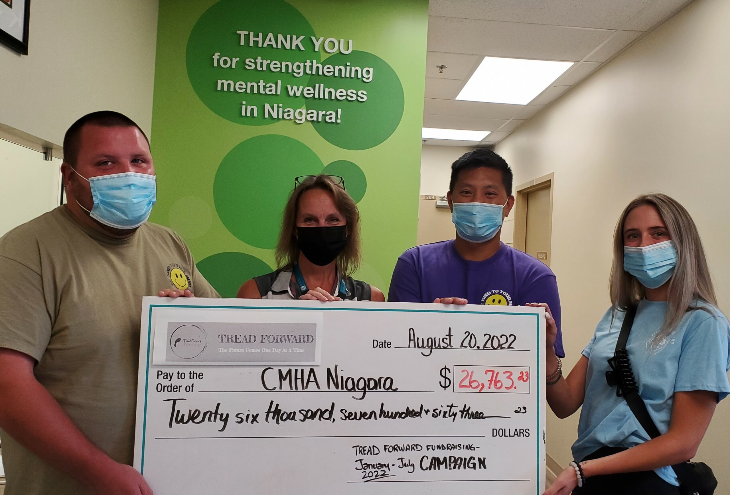 Image of big cheque donation to CMHA Niagara