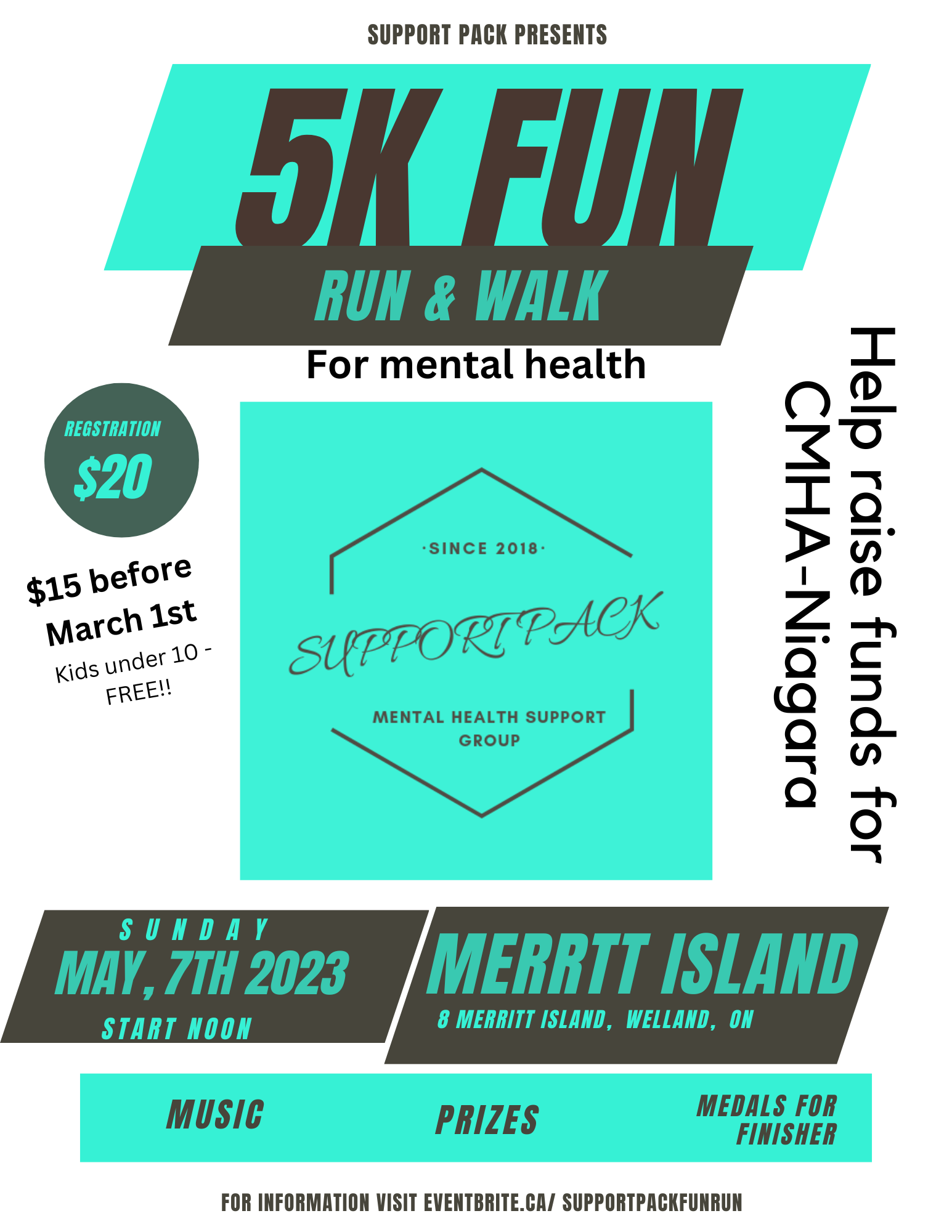 Flyer for Support Pack 5km fun run
