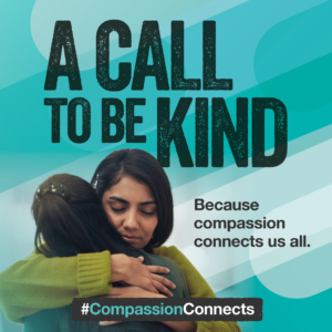 A call to be kind- mental health week 2024 image of people hugging